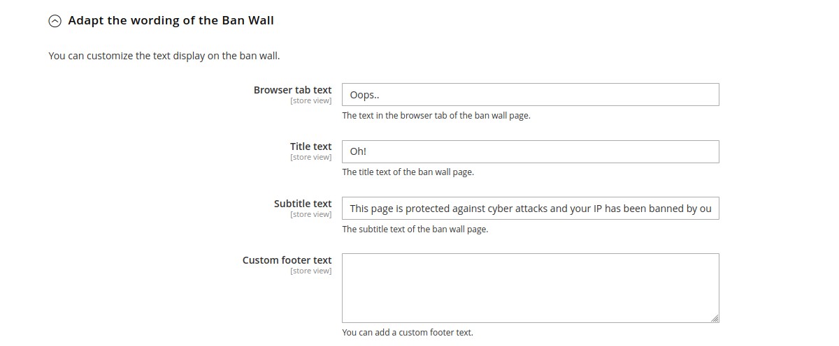 Ban wall customization